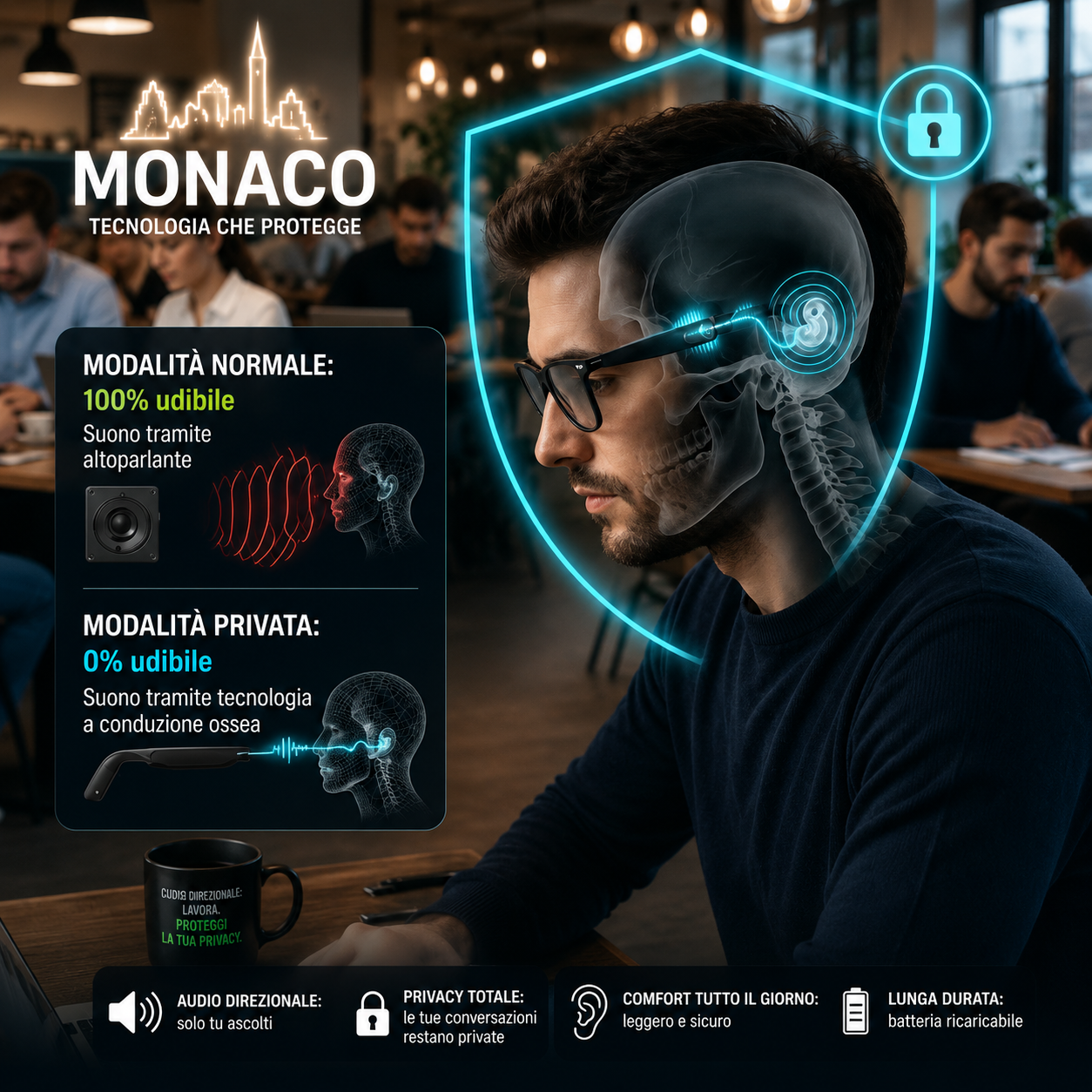 AI Sunglasses funzioni smart e audio wireless