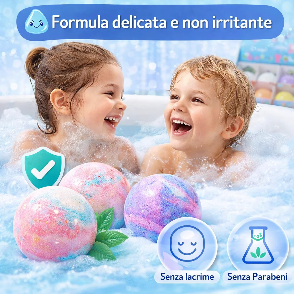 Bambini felici durante il bagnetto