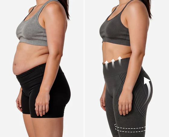 Prima e dopo Slim Leggings Cellumove