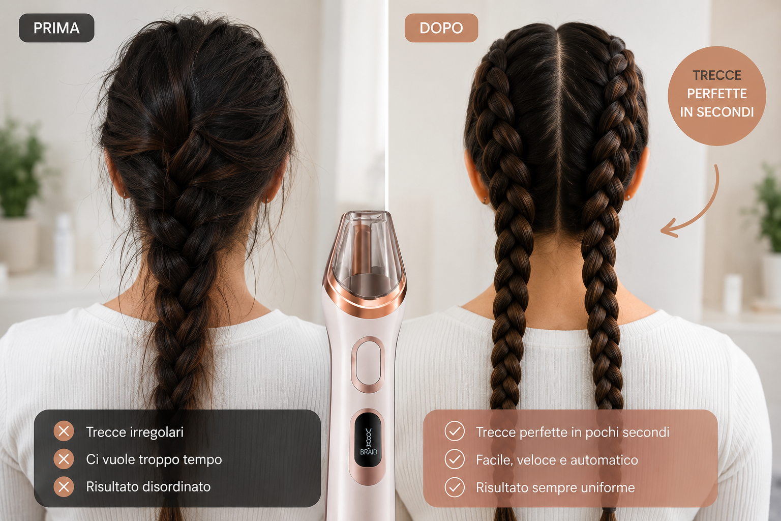 Diversi tipi di trecce realizzabili con Hair Braiding Tool