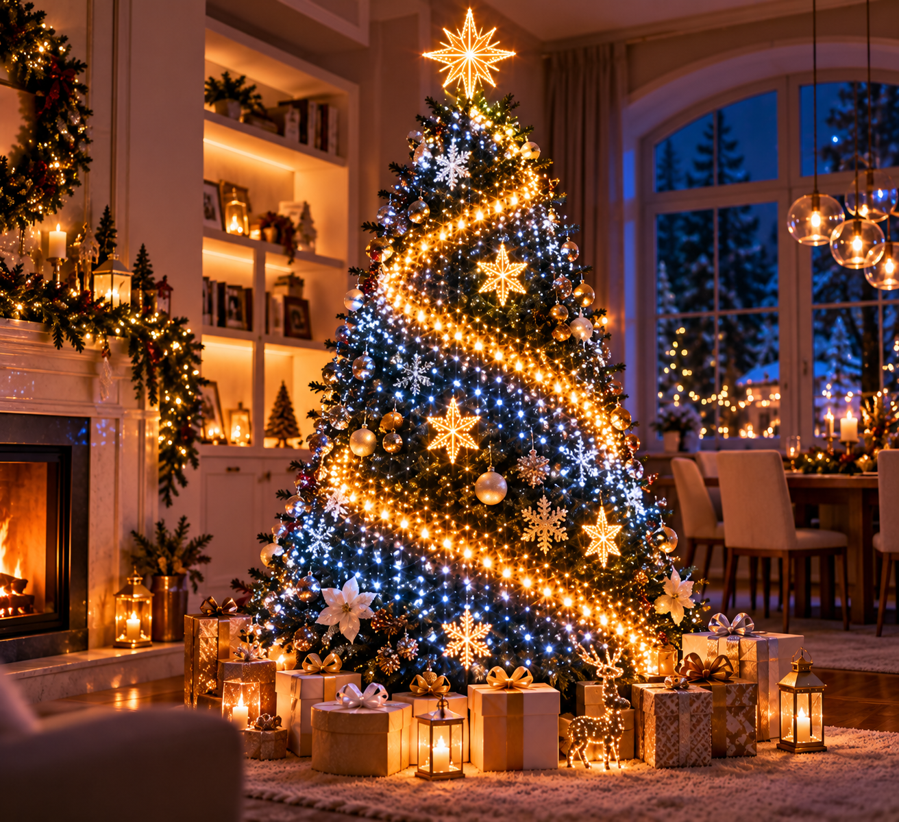 Iluminación Magic LED en un árbol de Navidad