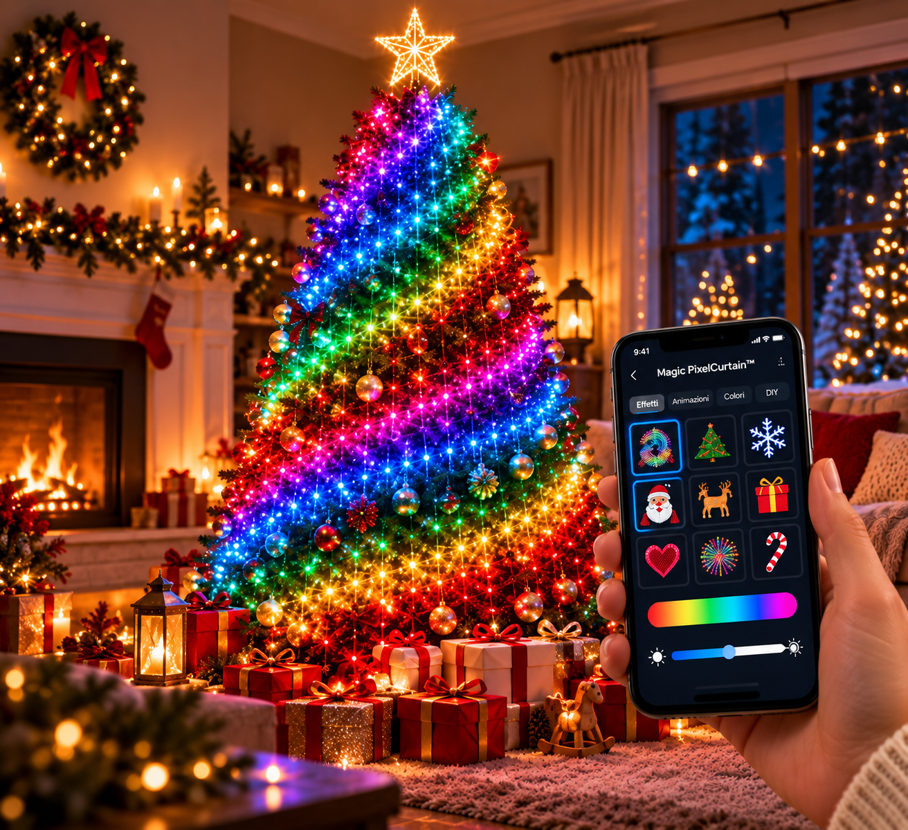 Árbol navideño iluminado
