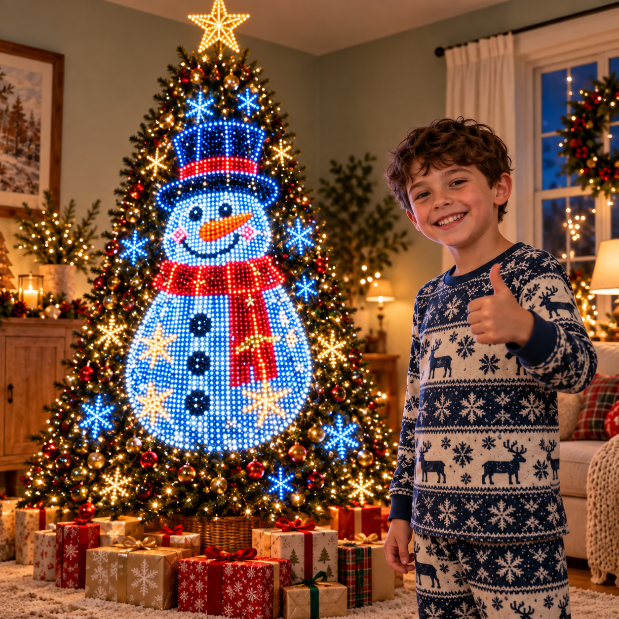 Bambino con albero Magic PixelCurtain