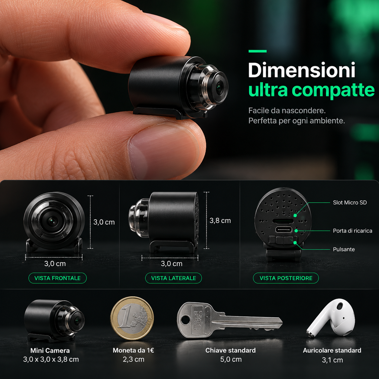 Dimensioni della Mini Camera