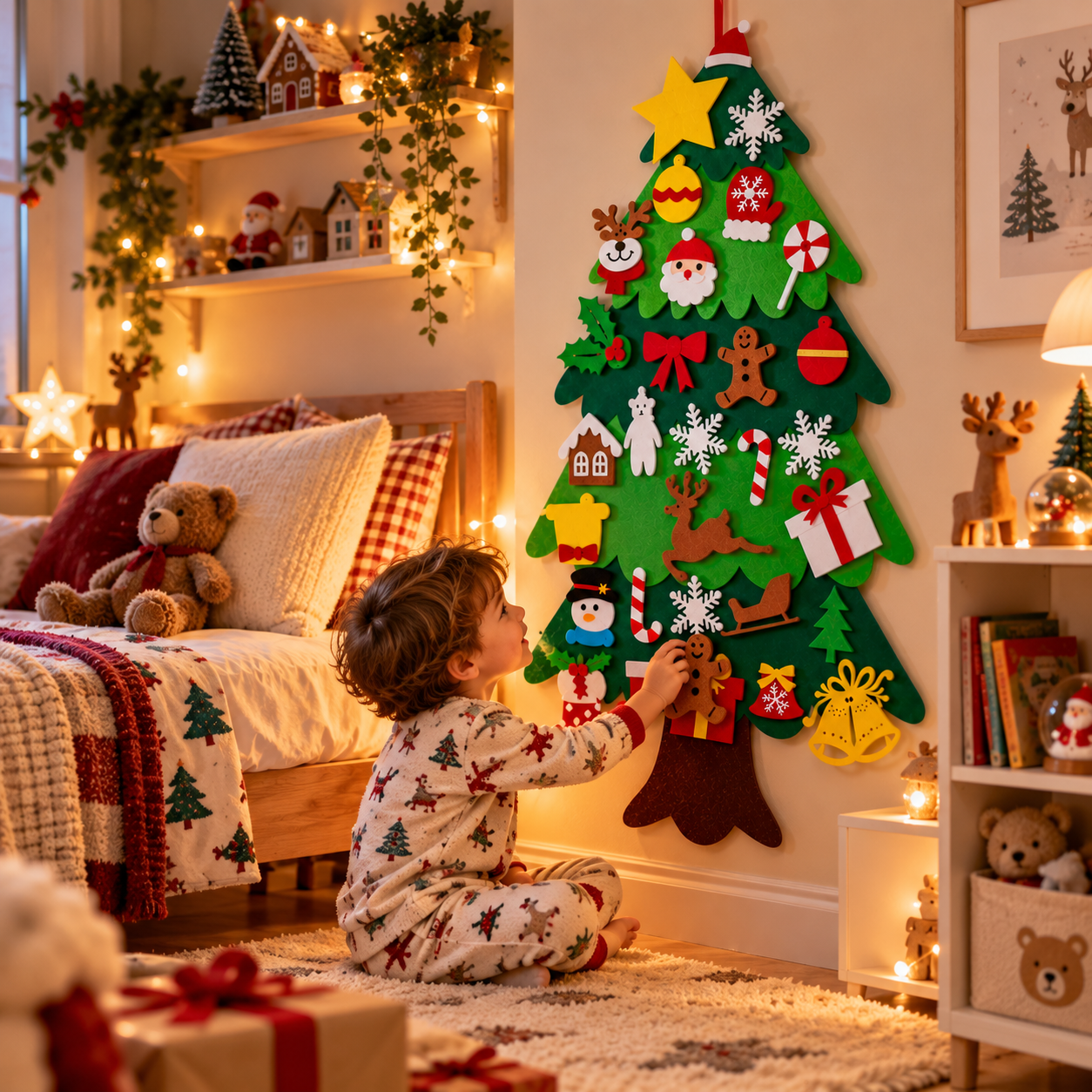 Albero di Natale in feltro nella cameretta